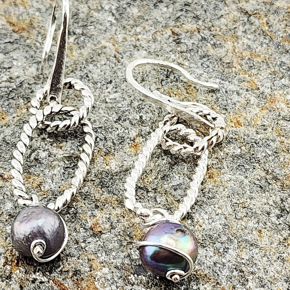 SWEETWATER PEARL HANDMADE EARRINGS DANGLIN STYLE STERLING SILVER - Picture 7 of 13